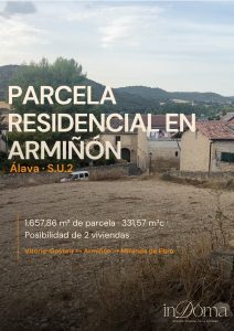 Portada comercial de parcela residencial en Armiñón de 1.657,86 m², con 331,57 m² de edificabilidad y posibilidad de dos viviendas.