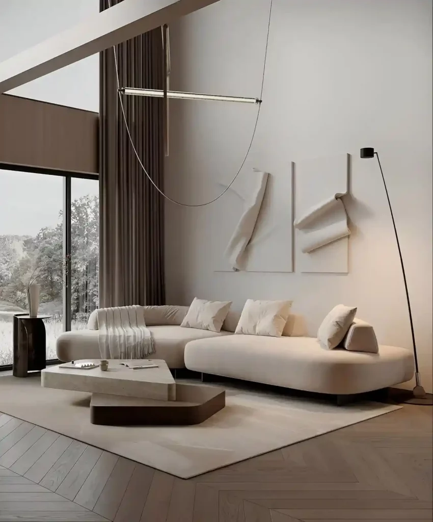 Salón reformado con diseño minimalista y mobiliario contemporáneo. InDôma revaloriza viviendas en Pamplona