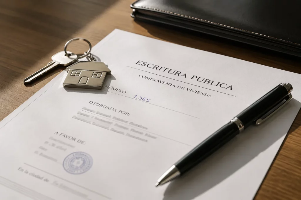Escritura de propiedad necesaria para vender una vivienda.